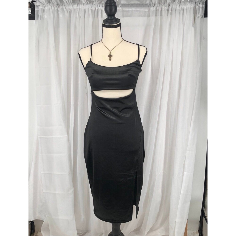 Vtg Satin cut out Inspired Hearts Dress Y2k Medium